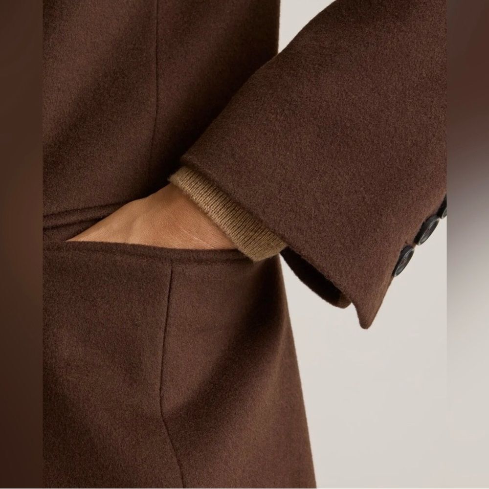 Quince Italian Wool Double-Breasted Coat Chocolate Brown NWOT - Picture 8 of 10